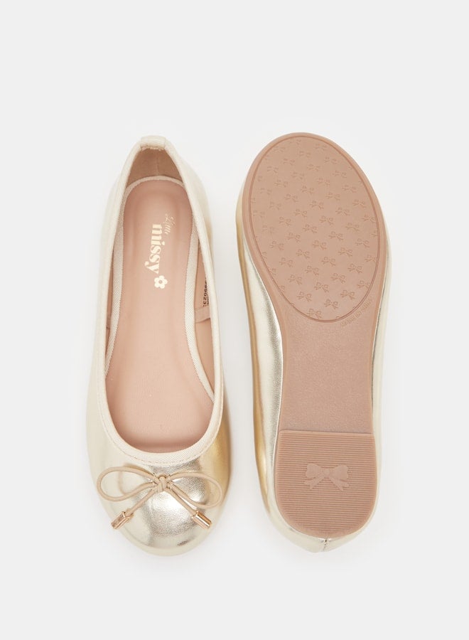 MISSY Girls Solid Slip-On Round Toe Ballerina Shoes with Bow Accent with Cushioning - Image 5