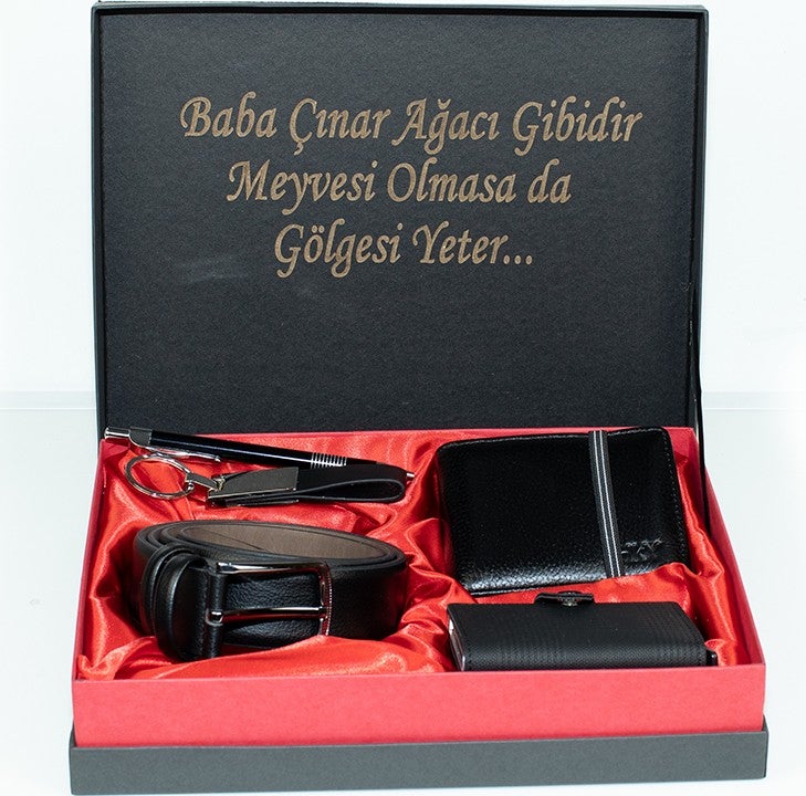 HKY Men's Leather Wallet & Mechanism Card Holder and Belt Set  - Image 1
