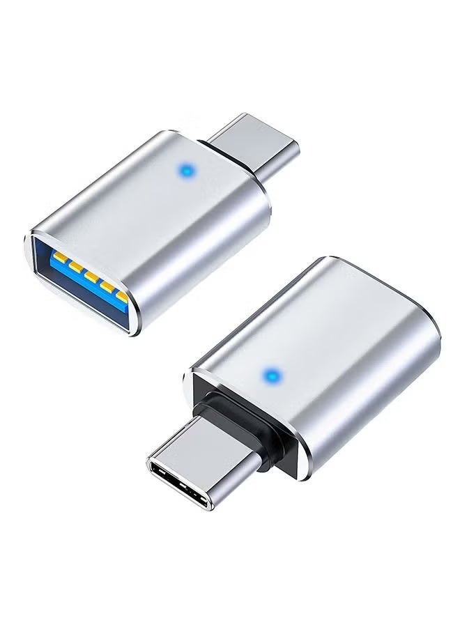 محول USB C إلى USB قرص U، غلاف معدني مقشر محول USB C ذكر إلى USB 3.0 أنثى محول OTG، متوافق مع Apple MacBook Pro Mac Book iPad والمزيد من الأجهزة من النوع C (فضي) - Image 1