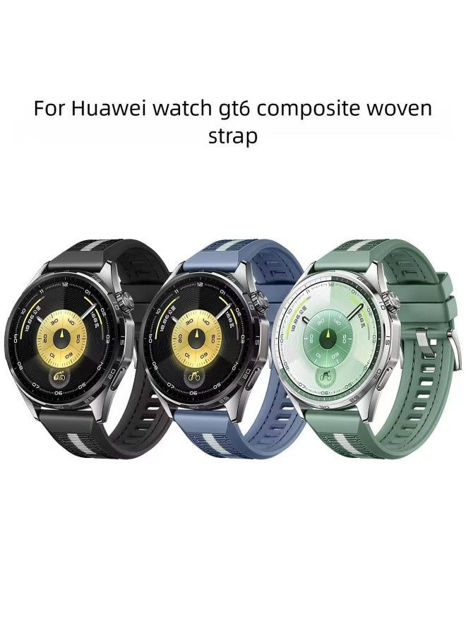 22mm Braid Nylon Silicone Strap For Huawei Watch GT6 46mm | GT6 Pro| GT5 46mm | Pro | GT4 46mm | GT2 Pro | GT2 GT3 46mm | Watch 4 | Watch 3/3 Pro | GT3 | GT3 Pro (Official Black) - Image 2