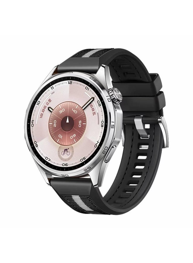 22mm Braid Nylon Silicone Strap For Huawei Watch GT6 46mm | GT6 Pro| GT5 46mm | Pro | GT4 46mm | GT2 Pro | GT2 GT3 46mm | Watch 4 | Watch 3/3 Pro | GT3 | GT3 Pro (Official Black) - Image 1