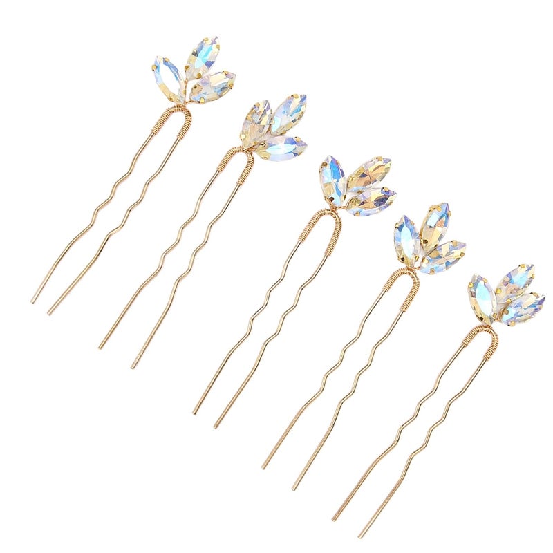 HEEPDD 5Pcs Wedding Crystal Hair Pins, Flower Accessories for Bridal Hair Styling and Elegant Look 5Pcs Wedding Crystal Pins, Rhinestone Nan Sewing Embroidery - Image 4