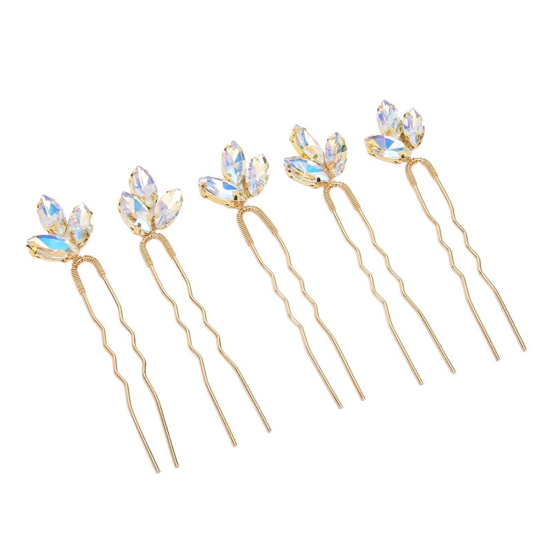 HEEPDD 5Pcs Wedding Crystal Hair Pins, Flower Accessories for Bridal Hair Styling and Elegant Look 5Pcs Wedding Crystal Pins, Rhinestone Nan Sewing Embroidery - Image 1
