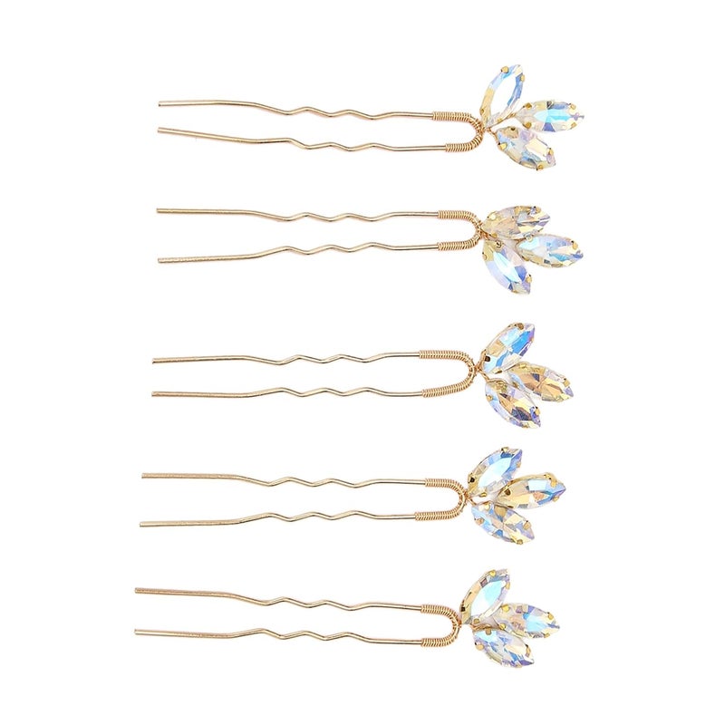 HEEPDD 5Pcs Wedding Crystal Hair Pins, Flower Accessories for Bridal Hair Styling and Elegant Look 5Pcs Wedding Crystal Pins, Rhinestone Nan Sewing Embroidery - Image 2