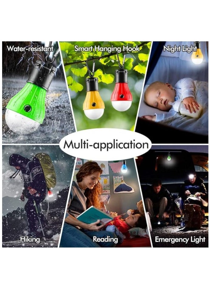 Cuken Portable LED Camping Light, 4 Packs Tent Lamp, Tent Light Bulbs Lantern Battery Powered with Clip Hook for Emergency Backpacking, Camping  - Image 5