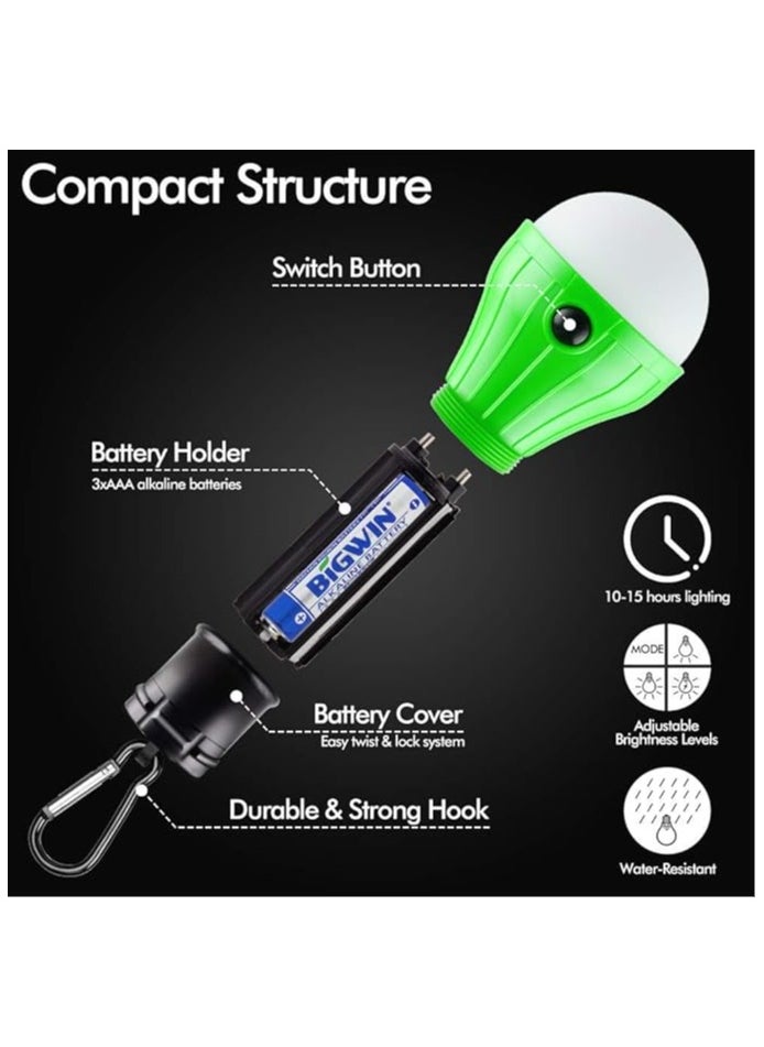 Cuken Portable LED Camping Light, 4 Packs Tent Lamp, Tent Light Bulbs Lantern Battery Powered with Clip Hook for Emergency Backpacking, Camping  - Image 4