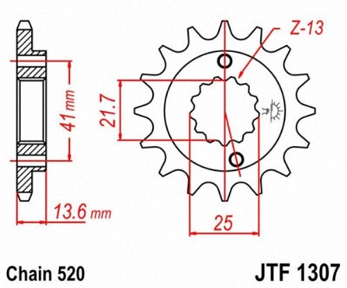 JT Sprockets JTF1307.14 14T Steel Front Sprocket - Image 2