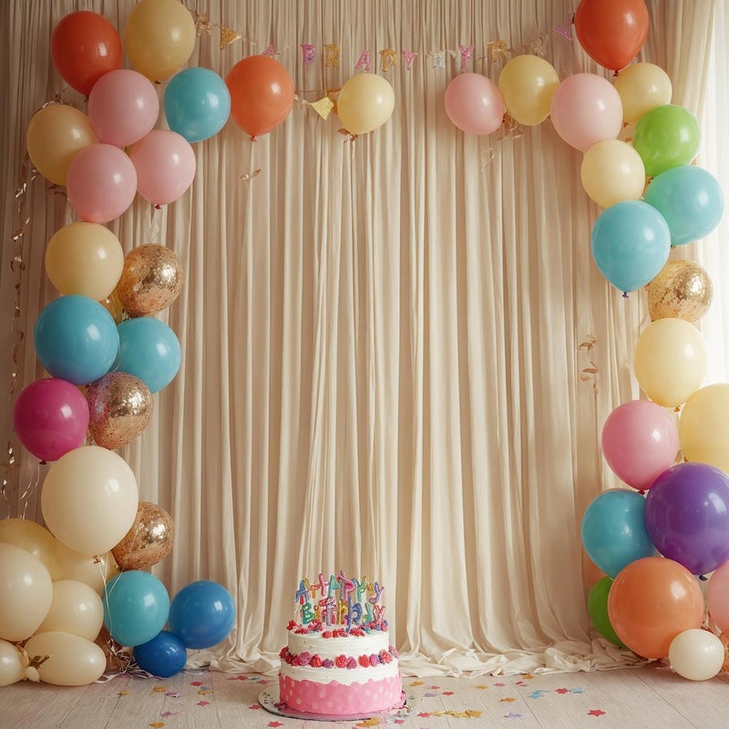 NSSONBEN 10ft x 10ft Wrinkle Free Beige Backdrop Curtains for Parties, Polyester Photo Backdrop Drapes 2 Panels 5x10ft Cloth for Wedding Birthday Party Photography Background - Image 4
