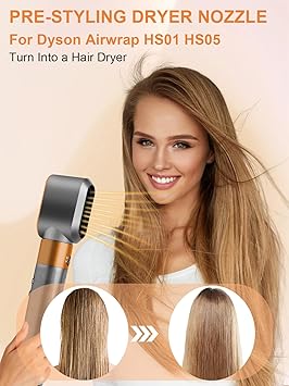 ZEPHBLOW PreStyling Dryer Attachment for Dyson Airwrap HS01HS05 PreShaped Nozzle Replacement Attachment Compatible with Dyson Air wrap Part NO96975901 Gold - Image 3