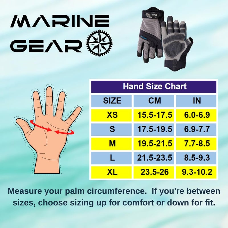 Marine Gear قفازات الإبحار من مارين جير (X-Large) - قفازات إبحار بثلاثة أصابع مع تحكم أفضل، نيونبرين وركب مبطنة، نقاط ضغط معززة - Image 5