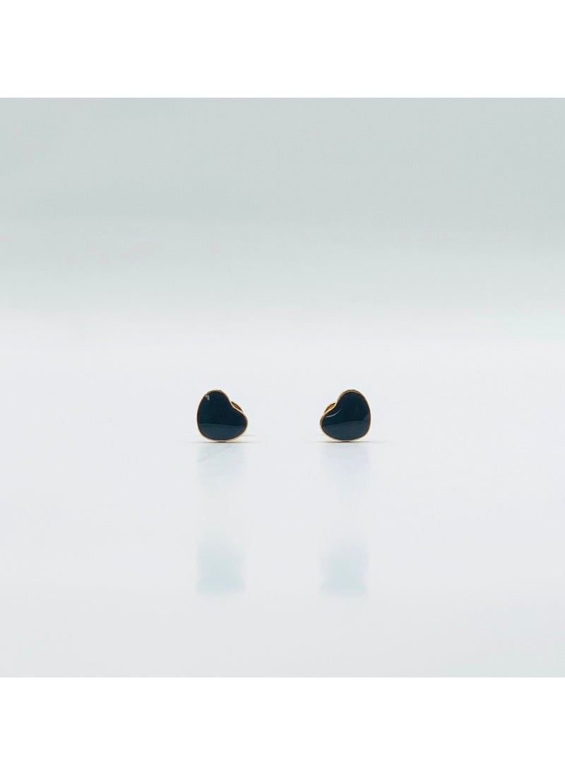 Earss Black Heart Stud Earring For Kids, Gold Plated  - Image 1