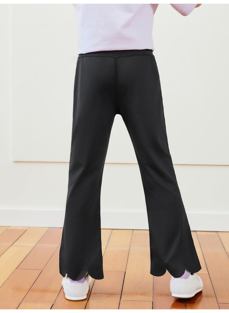 mini bala Girls Kids Chic Flare Pants, Cool-touch Fabric, High-waisted Style, Scalloped Hem, Stretchy & Breathable, Great for Daily Wear, Play and Casual Gatherings Children's Fashionable Trousers - Image 3