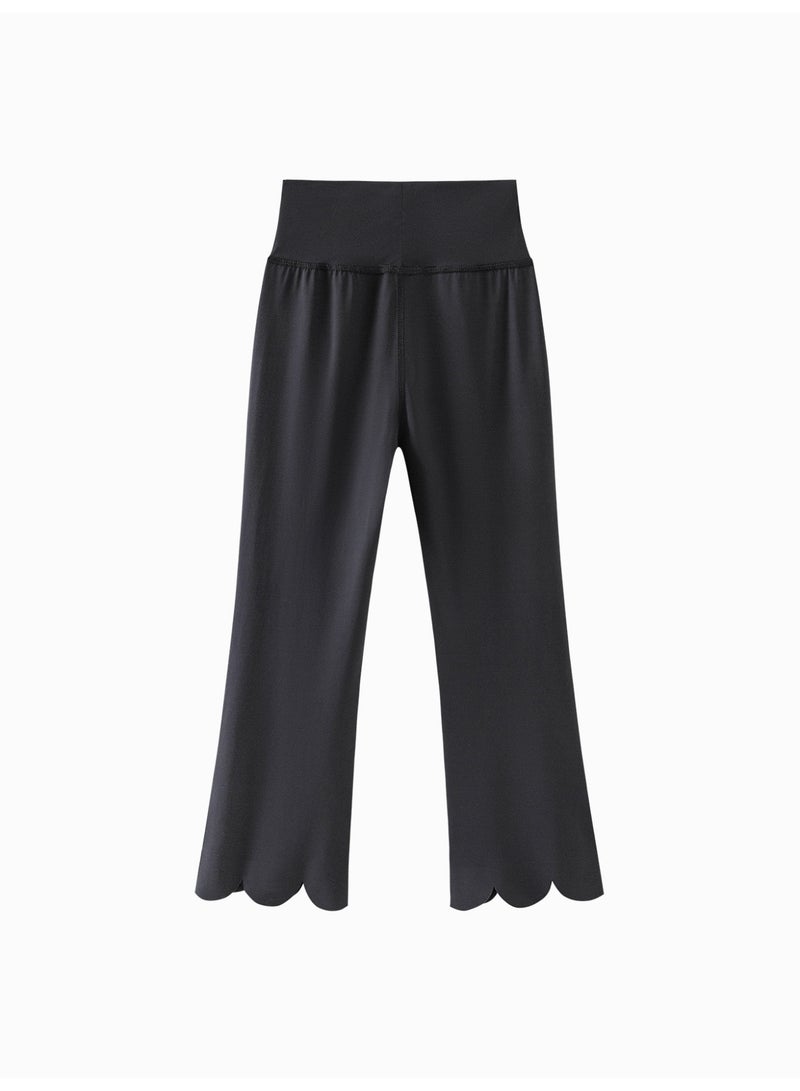 mini bala Girls Kids Chic Flare Pants, Cool-touch Fabric, High-waisted Style, Scalloped Hem, Stretchy & Breathable, Great for Daily Wear, Play and Casual Gatherings Children's Fashionable Trousers - Image 5