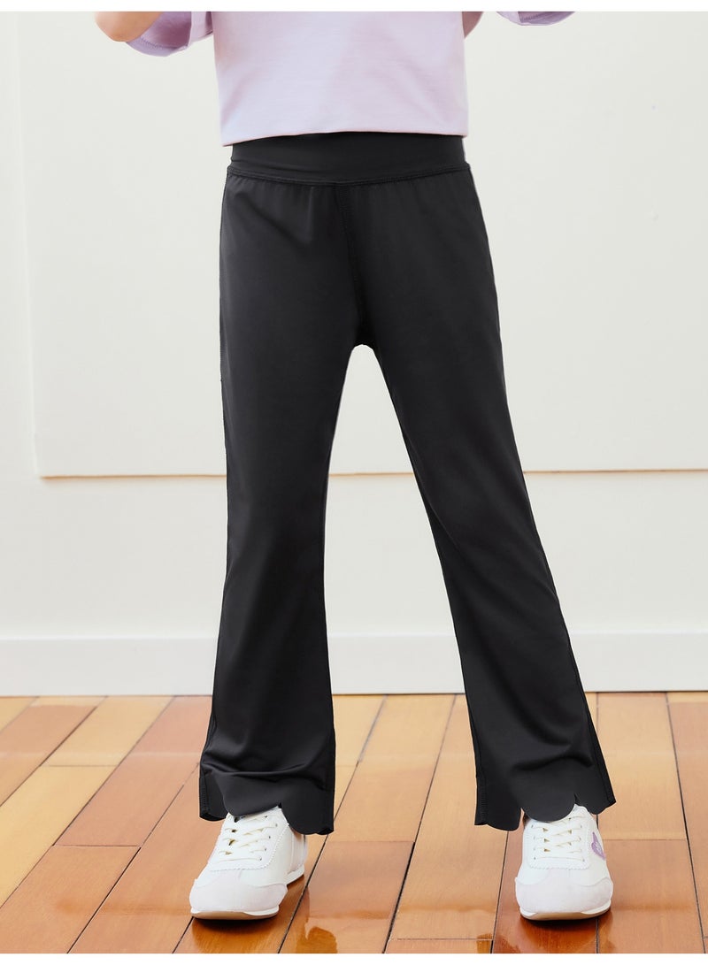 mini bala Girls Kids Chic Flare Pants, Cool-touch Fabric, High-waisted Style, Scalloped Hem, Stretchy & Breathable, Great for Daily Wear, Play and Casual Gatherings Children's Fashionable Trousers - Image 1