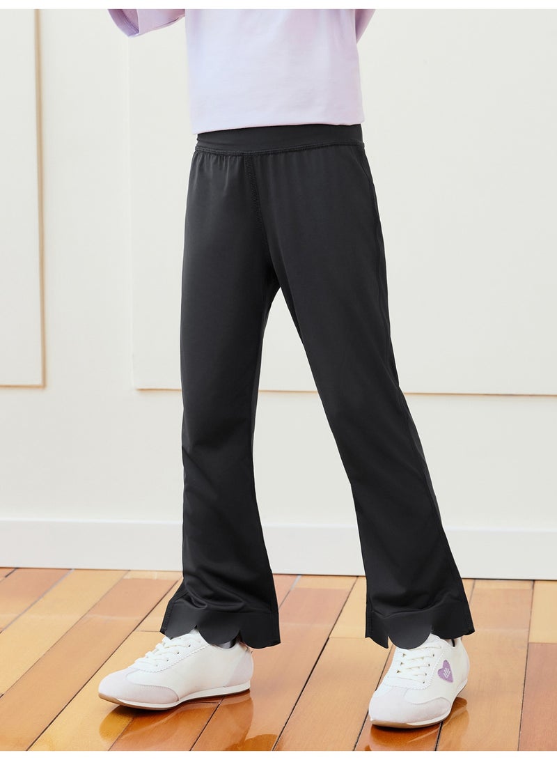 mini bala Girls Kids Chic Flare Pants, Cool-touch Fabric, High-waisted Style, Scalloped Hem, Stretchy & Breathable, Great for Daily Wear, Play and Casual Gatherings Children's Fashionable Trousers - Image 2