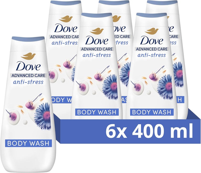 Dove Advanced Care AntiStress Chamomile Oat Milk Body Wash Shower Gel for instantly lotionsoft skin 400 ml Pack of 6