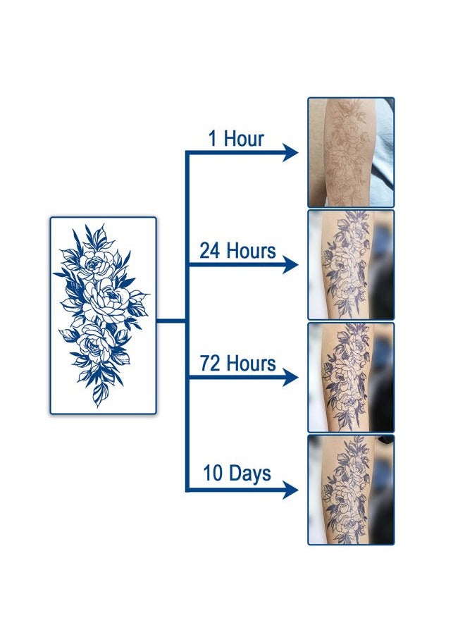 Aresvns - Semi-Permanent Tattoos for Women & Girls,Realistic Temporary Tattoos Waterproof & Long-Lasting1-2 Weeks,Lifelike Fake Tattoos Christmas Gift Dark Blue - Image 1