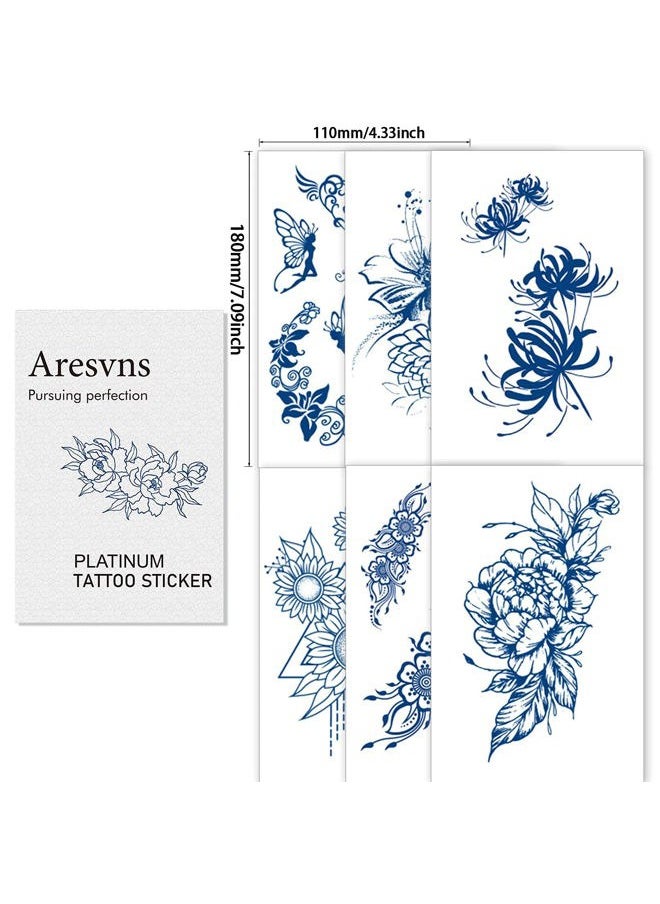 Aresvns - Semi-Permanent Tattoos for Women & Girls,Realistic Temporary Tattoos Waterproof & Long-Lasting1-2 Weeks,Lifelike Fake Tattoos Christmas Gift Dark Blue - Image 1