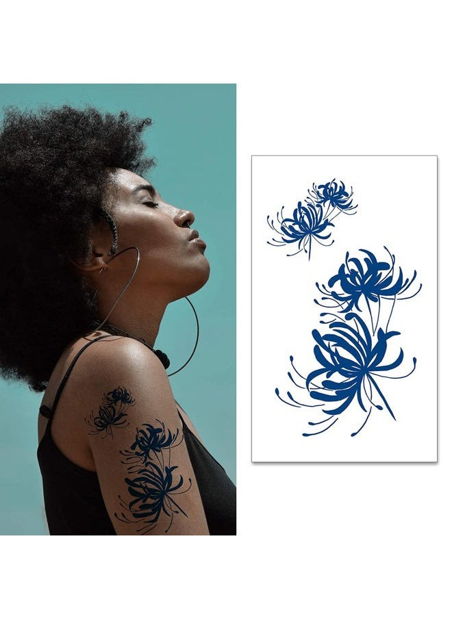 Aresvns - Semi-Permanent Tattoos for Women & Girls,Realistic Temporary Tattoos Waterproof & Long-Lasting1-2 Weeks,Lifelike Fake Tattoos Christmas Gift Dark Blue - Image 1