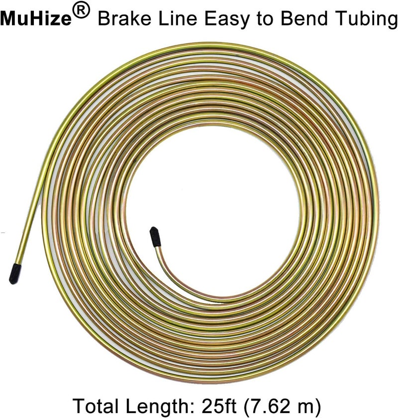 MuHize 3/16 Inch Brake Line Tubing - 25ft Double Galvanized Steel Fuel & Hydraulic Line Kit with 16 Zinc Brake Fittings | Compatible with Car Truck SUV Trailer | Corrosion Resistant - Image 4