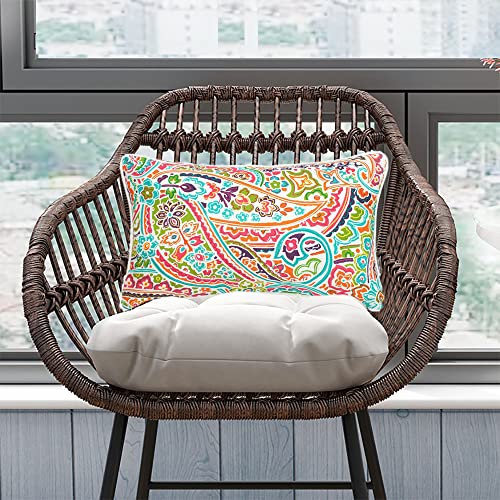 FUNHOME Outdoor Indoor Lumbar Pillow Covers ONLY, No Insert! Water-Repellent Patio Lumbar Cases 12” x 20”, Throw Pillowcase Shell for Couch Garden Furniture Use -Melora Paisley - Image 2