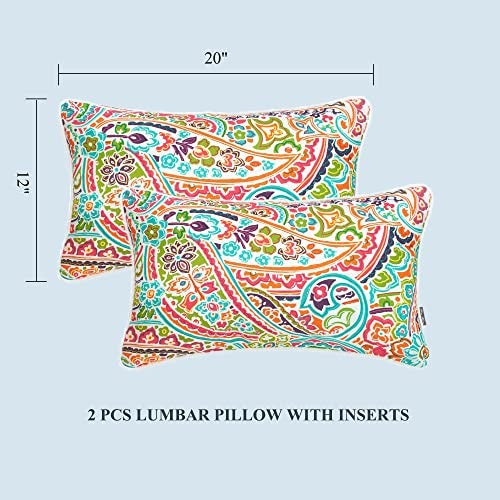 FUNHOME Outdoor Indoor Lumbar Pillow Covers ONLY, No Insert! Water-Repellent Patio Lumbar Cases 12” x 20”, Throw Pillowcase Shell for Couch Garden Furniture Use -Melora Paisley - Image 3