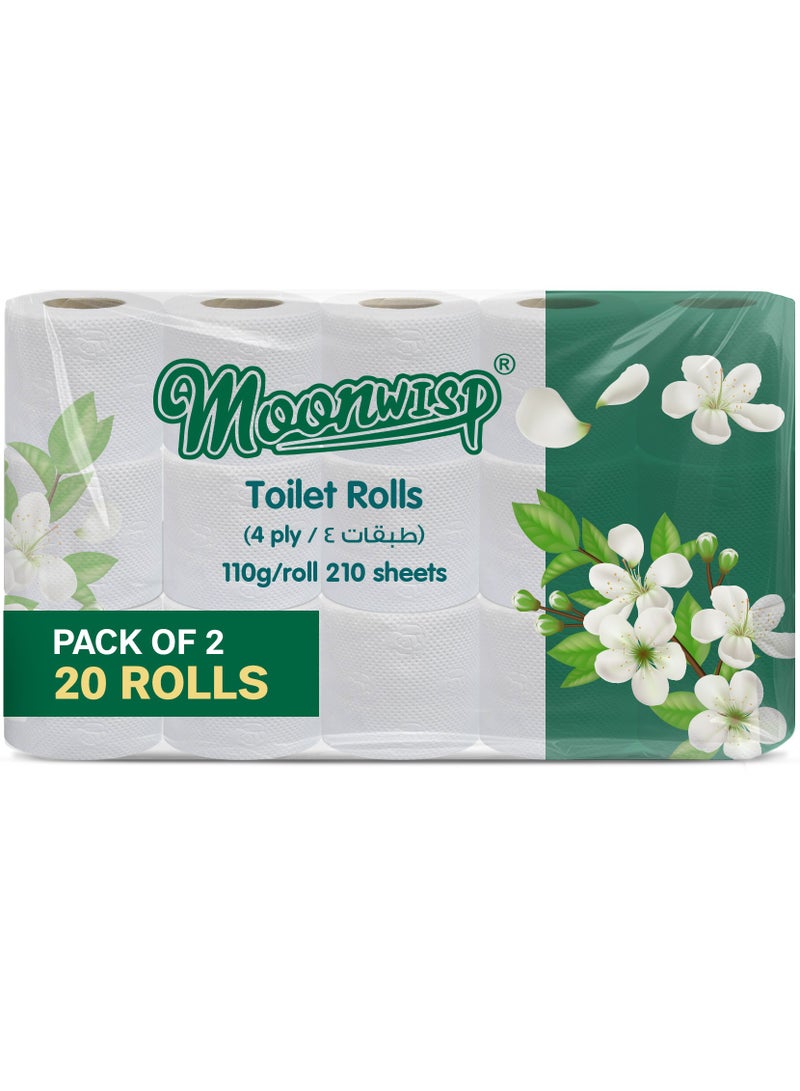 Moonwisp Premium 4 Ply Ultra Soft Toilet Paper, 20 Rolls x 115 Sheets – Extra Absorbent & Strong Toilet Tissue Roll for Everyday Comfort (Pack of 20 Rolls) - Image 1