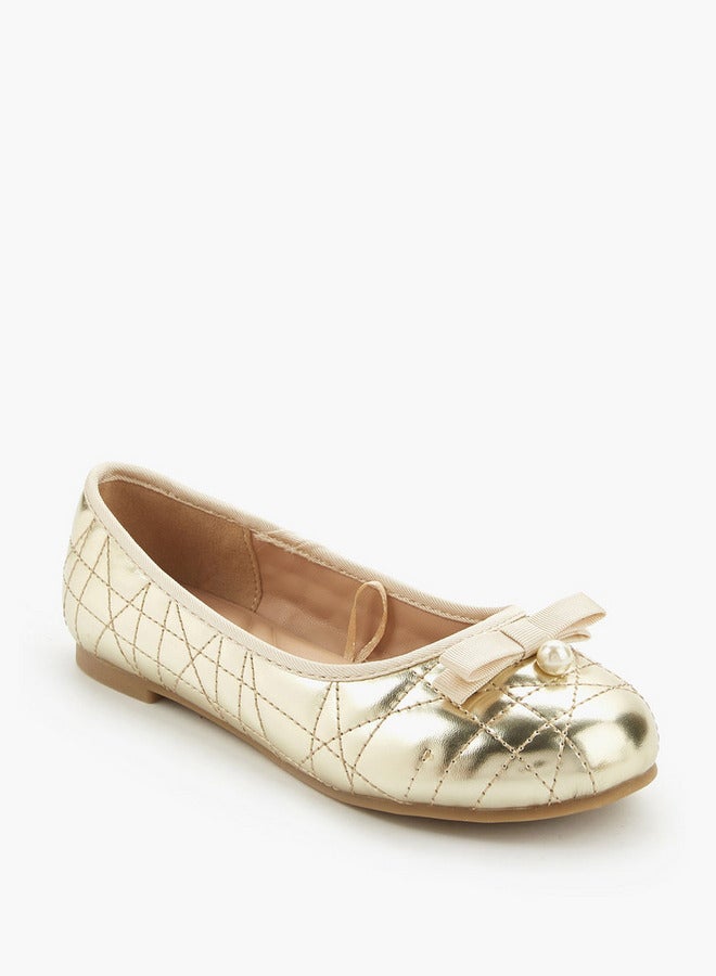 Little Missy Girls Quilted Ballerina Shoes - Image 1