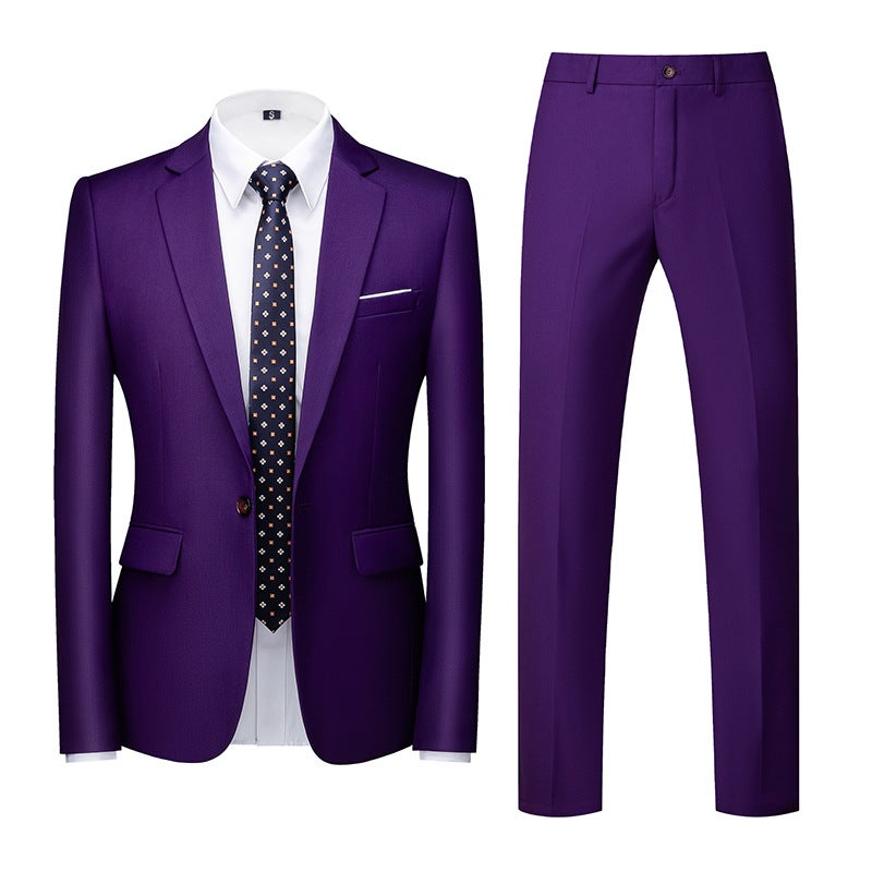 Special Slim Korean Suit Wedding One-Button Two-Piece 3D Sky Blue - Image 1