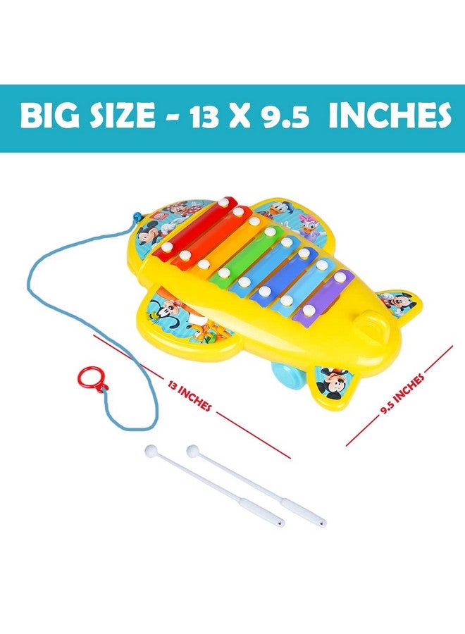 راتاناز لعبة موسيقية سهلة السحب على شكل إكسيليفون طائرة لطيف من راتنا، مطبوع عليه ميكي وأصدقاؤه من ديزني، مع 8 نوتات موسيقية، وعصاتين للأطفال (ألوان متنوعة) - Image 5