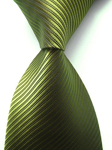 Elfeves Mens Narrow Army Green Woven Silk Tie Regular Soft Business Boys Necktie - Image 3