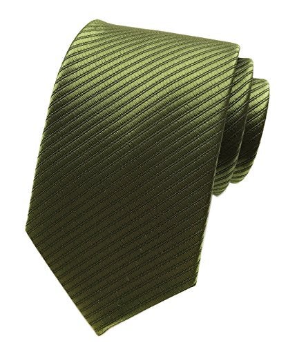 Elfeves Mens Narrow Army Green Woven Silk Tie Regular Soft Business Boys Necktie - Image 5