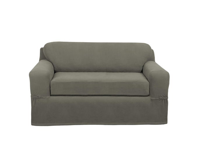 PIXEL ULTRA SOFT STRETCH COUCH FURNITURE COVER SLIPCOVER 2PIECE LOVESEAT DUSTY OLIVE