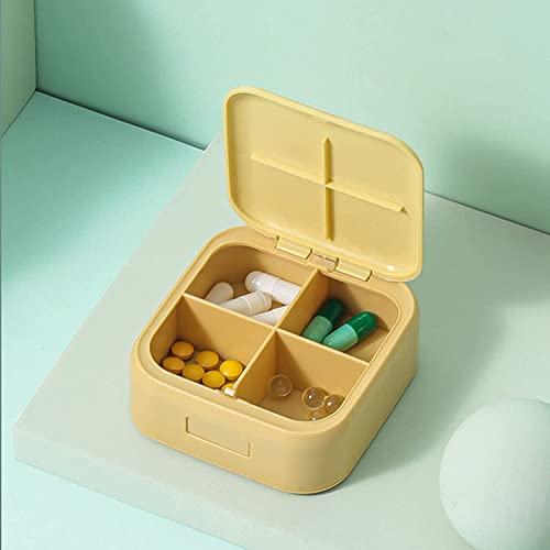 Acedada Small Pill Case, Cute Pill Box - Acedada Travel Daily Pill Organizer, Portable Pretty Pill Container for Purse Pocket, Compact Medicine Holder for Vitamins, Fish Oils, Supplements, Yellow - Image 5