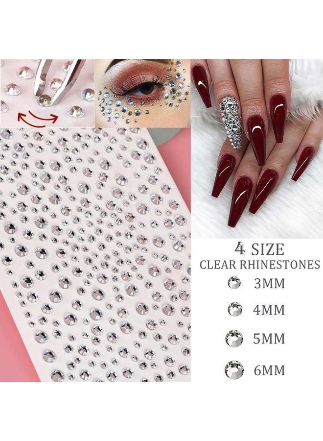 LAPOHI 2100 Pcs Self Adhesive Rhinestones Face Gems Jewels for Makeup Pearl Eye Gems Stick On, Rainbow & Clear Flatback Rhinestones Pearl Stickers Hair Body Jewels Nail Art Christmas Craft Diy Festival Party - Image 5