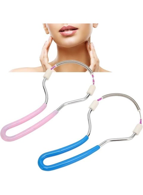 2 Pack Facial Hair Removal Spring Tool, Painless Manual Hair Remover for Face, Upper Lip and Chin, Stainless Steel with Soft Grip Handle