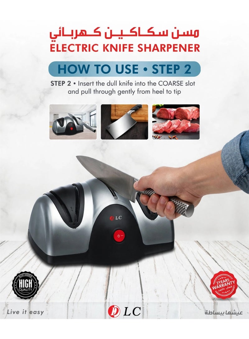 DLC Electric Knife Sharpener DLC-38601 40W, Professional Automatic Knife Sharpening Machine for Kitchen, Chef and Household Knives, Durable Design, Quick Sharpening and Convenient Operation - Image 4