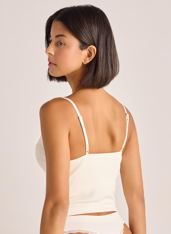 Splash FAV Ribbed Shaping Camisole with Lace Inserts and Adjustable Straps - Image 2