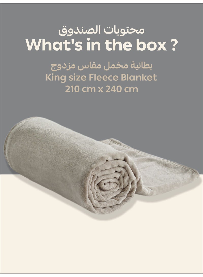 Donetella Fleece Blanket, King Size 210x240 cm, 300 GSM, Lightweight Ultra Soft & Warm Solid Throw Blanket, Cozy  for Sofa, Bed & Couch  - Image 3