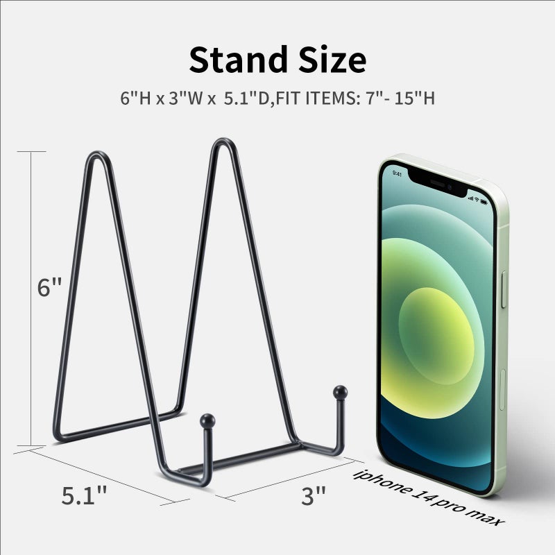 Kruodop 3 Pack 6 Inch Plate Stands For Display  Plate Holder Display Stand  Picture Frame Stand Black Metal Frame Holder Stands For Book Small Easel Decorative Plate Photo And Platter Tabletop Art - Image 2