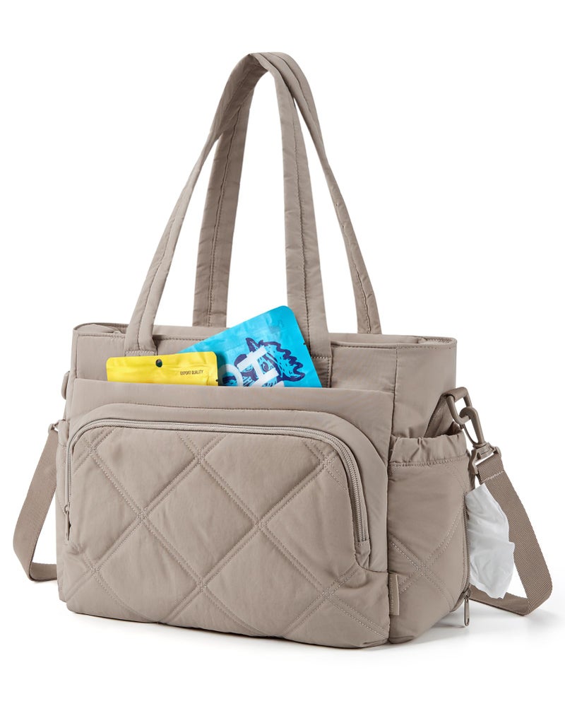 BAGSMART Lunch Bag Women Large Lunch Box Insulated Tote Bag with MultiPockets Quilted Puffy Tote for Work Outdoors