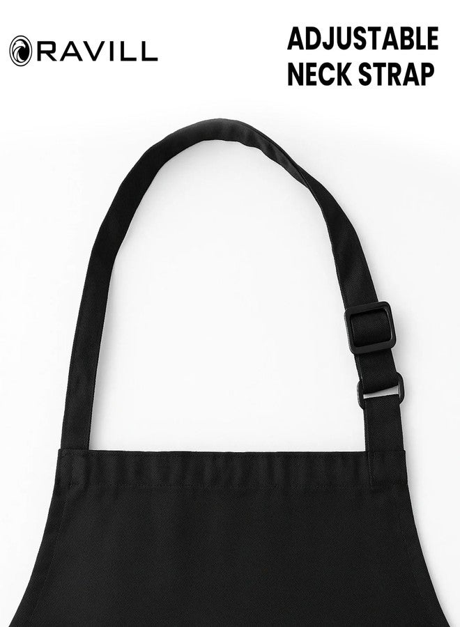 Ravill Black Apron with Pockets for Men and Women - 35" Long Multi Purpose Polyester Work Aprons for Cooking, Cleaning, Baking, Art - Water Resistant Kitchen Apron - Image 5