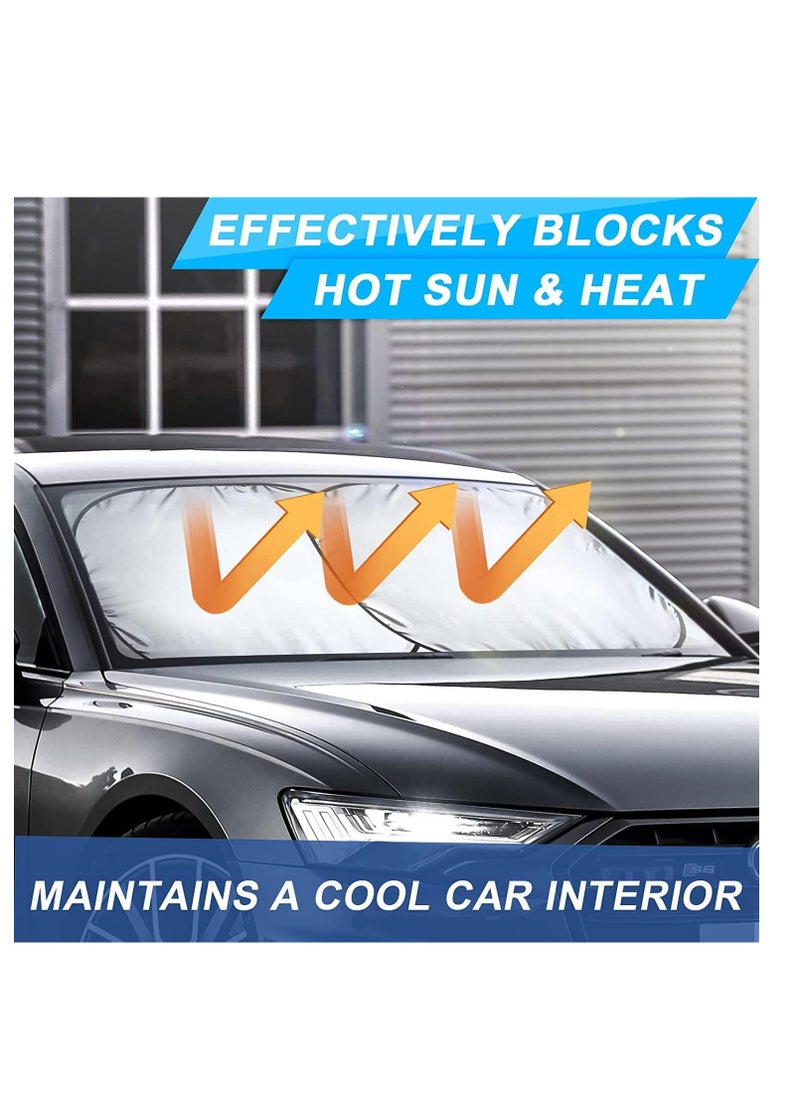 ECVV 2PCS Car Windshield Sun Shade with Storage Pouch | The only Certified Foldable Sunshade Proven to Block 99.87% UV Rays | Sun Heat Protection & Car Interior Cooler Double Panel (Large)  - Image 3