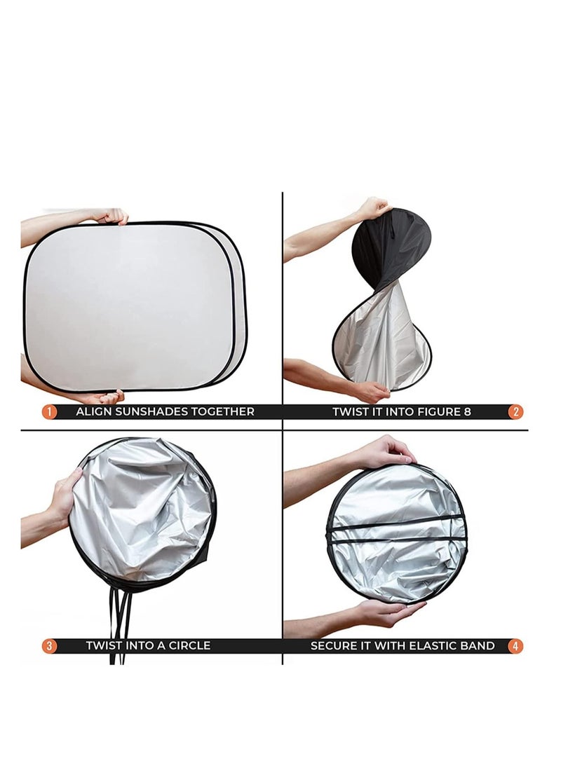ECVV 2PCS Car Windshield Sun Shade with Storage Pouch | The only Certified Foldable Sunshade Proven to Block 99.87% UV Rays | Sun Heat Protection & Car Interior Cooler Double Panel (Large)  - Image 5