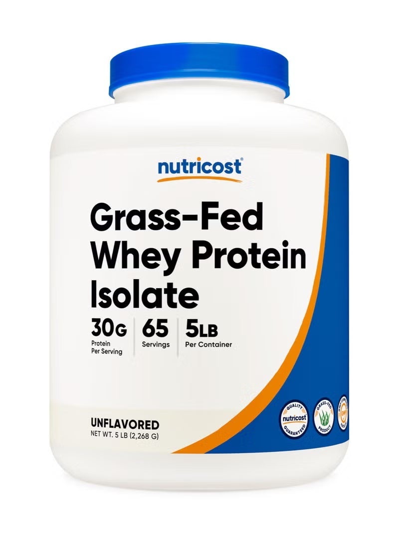 Nutricost, Grass-Fed Whey Protein Isolate, Unflavored, 5 lb (2,268 g) - Image 1