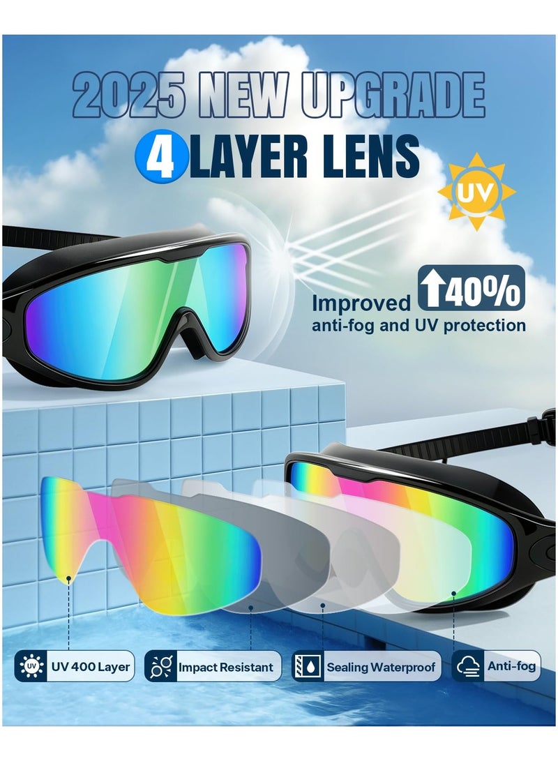 Cuken Swim Goggles 2 Pack, Wide View Anti Fog&UV Swimming Goggles for Adult, No Leaking Swim Glasses for Men Women Youth - Image 3