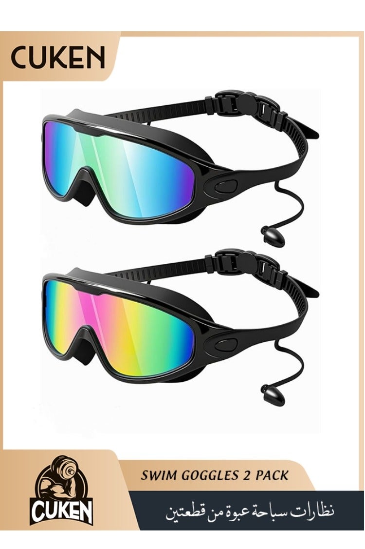 Cuken Swim Goggles 2 Pack, Wide View Anti Fog&UV Swimming Goggles for Adult, No Leaking Swim Glasses for Men Women Youth - Image 1
