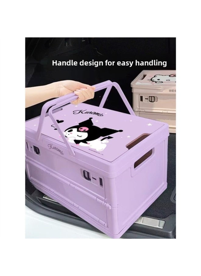 Generic - Kitty Folding Storage Box Outdoor Camping Storage Car Trunk Storage Box Car Girl Camping Storage-Specifications:Melody Pink 30l With Handle That Can Be Opened Sideways And Folded-Color:Standard - Image 1