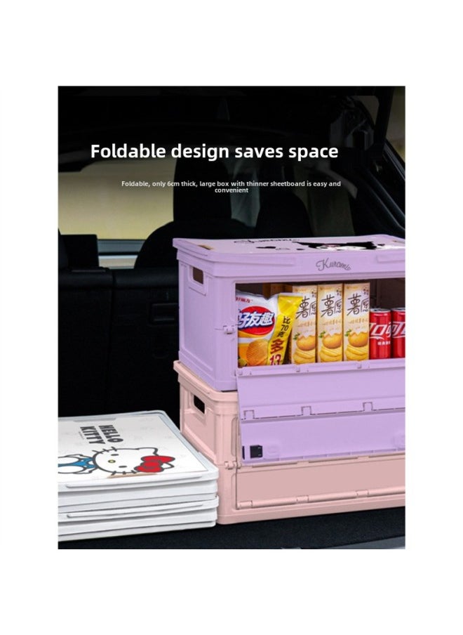 Generic - Kitty Folding Storage Box Outdoor Camping Storage Car Trunk Storage Box Car Girl Camping Storage-Specifications:Melody Pink 30l With Handle That Can Be Opened Sideways And Folded-Color:Standard - Image 1