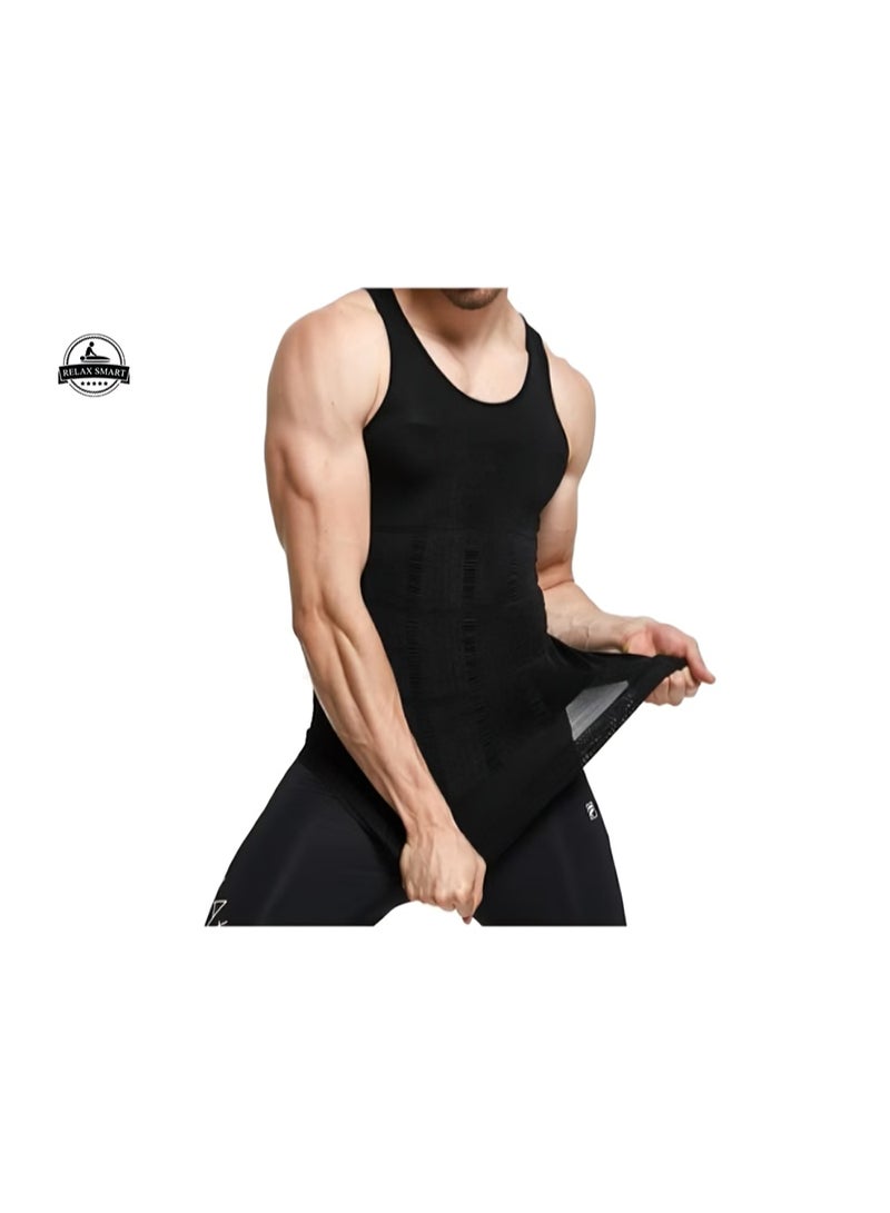 Relax Smart Men’s 2-Piece Workout Waist Trainer and Compression Vest Set – Adjustable Fitness Belt for Core Support & Training Performance, Size M - Image 5